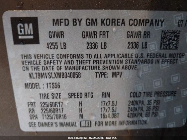 KL79MVSLXMB040058 Chevrolet Trailblazer Fwd Activ