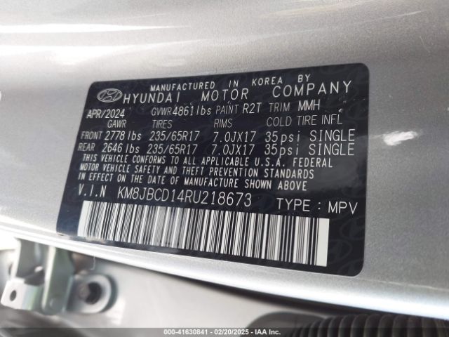 KM8JBCD14RU218673 Hyundai Tucson Hybrid Blue