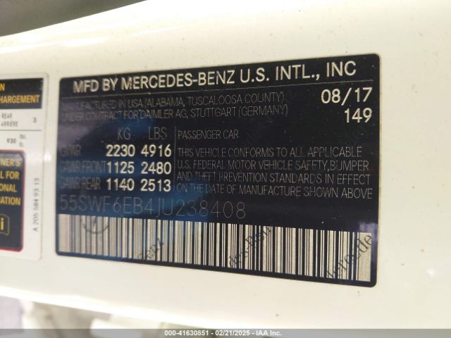 55SWF6EB4JU238408 Mercedes-Benz Amg C 43 4matic