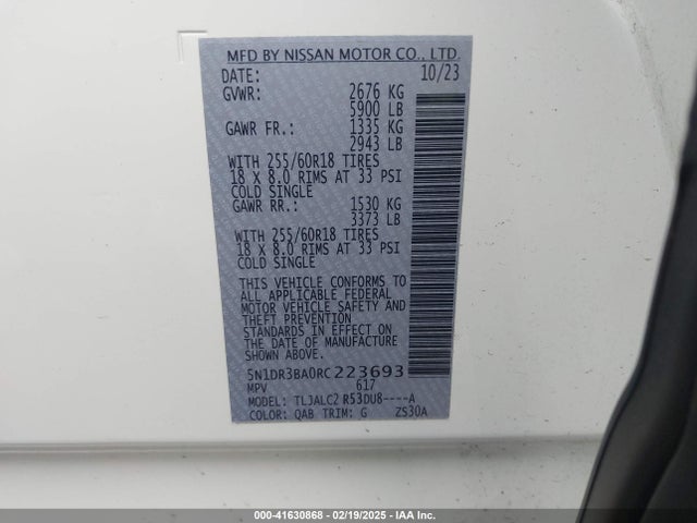 5N1DR3BA0RC223693 Nissan Pathfinder Sv Fwd