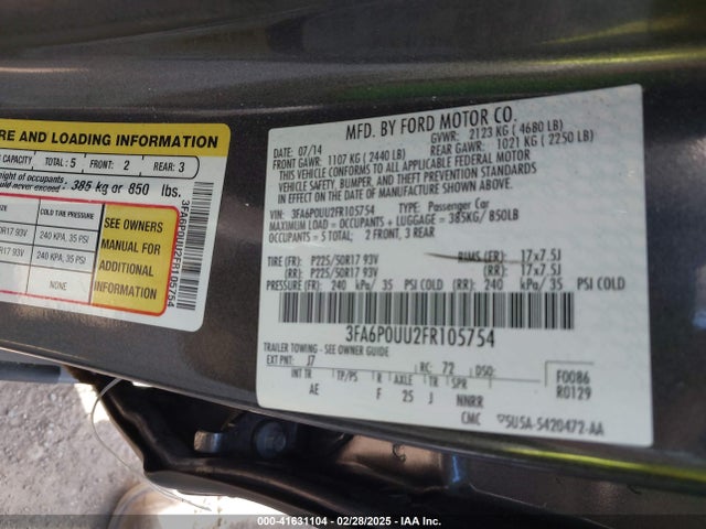 Ford Fusion Hybrid S 2015 3FA6P0UU2FR105754 Image 9