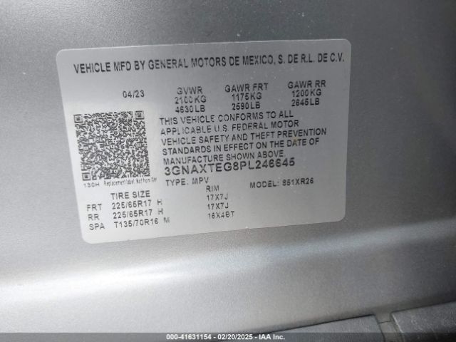 3GNAXTEG8PL246645 Chevrolet Equinox Awd 2fl