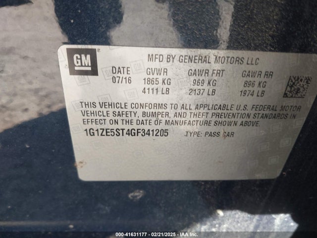 1G1ZE5ST4GF341205 Chevrolet MALIBU 1LT