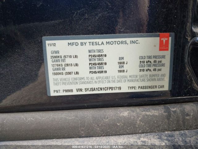 2012 TESLA MODEL S 5YJSA1CN1CFP01719 Photo 8