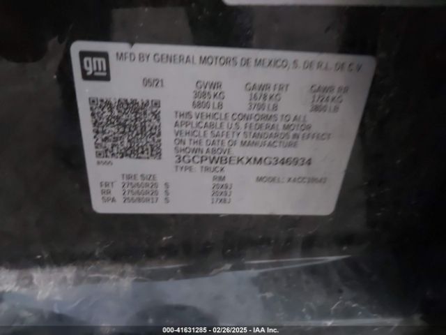 3GCPWBEKXMG346934 Chevrolet Silverado 1500 2wd  Short Bed Custom