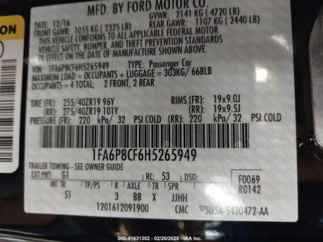 2017 FORD MUSTANG 1FA6P8CF6H5265949 Photo 8