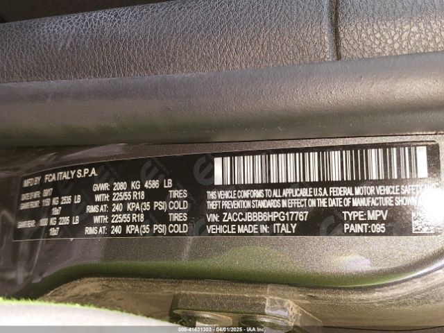 ZACCJBBB6HPG17767 Jeep Renegade Altitude 4x4