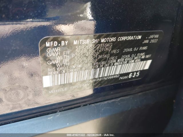 JA4J4UA81NZ066462 Mitsubishi Outlander Black Edition S-awc