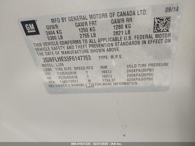 Chevrolet Equinox Ltz 2015 2GNFLHE33F6147763 Image 9