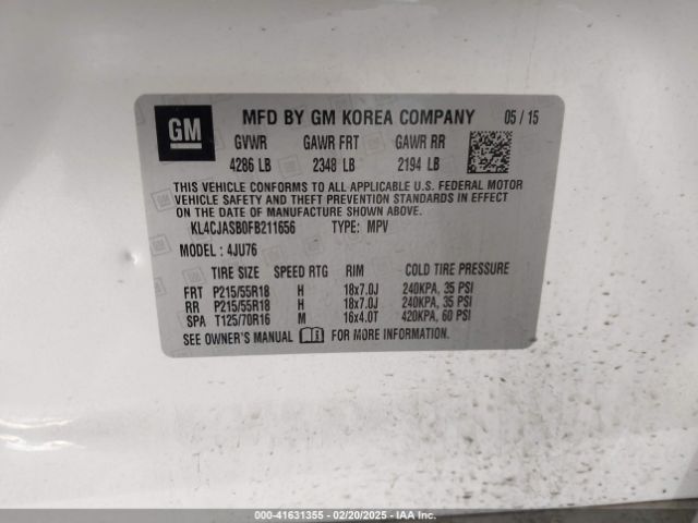 KL4CJASB0FB211656 Buick Encore