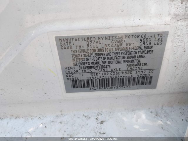 3N1AB8DV0MY307475 Nissan Sentra Sr Xtronic Cvt