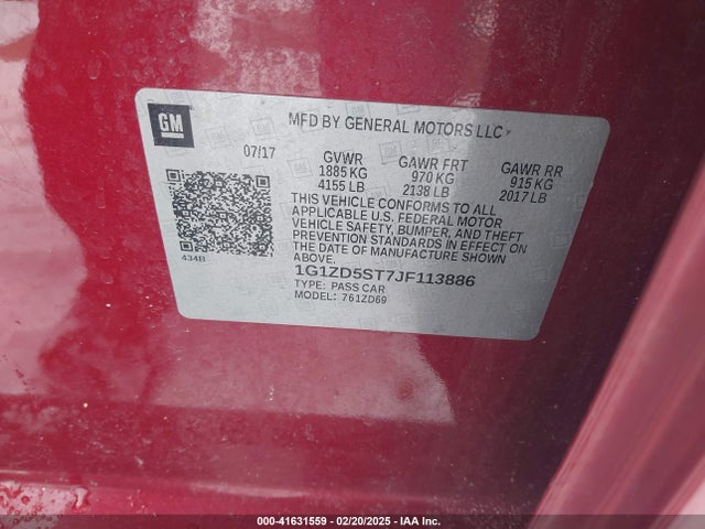 1G1ZD5ST7JF113886 Chevrolet MALIBU LT