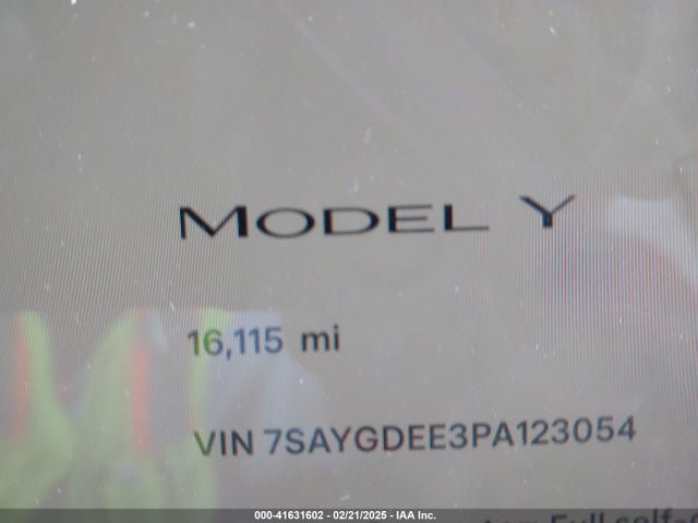 Продажа на аукционе авто 2023 Tesla Model Y, vin: 7SAYGDEE3PA123054, номер лота: 41631602