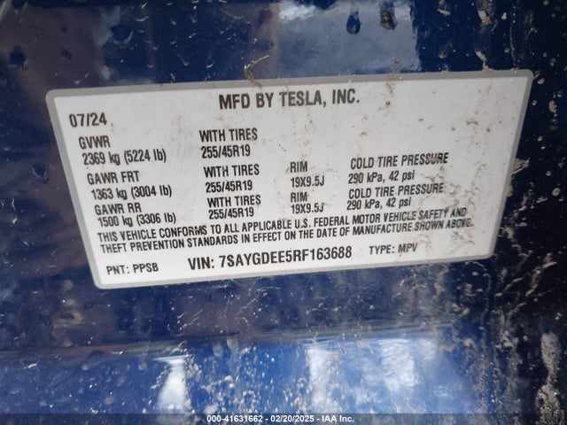 2024 TESLA MODEL Y 7SAYGDEE5RF163688 Photo 8