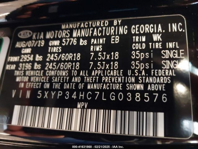 5XYP34HC7LG038576 KIA Telluride Ex