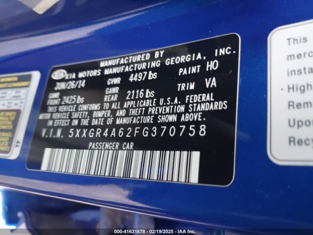 5XXGR4A62FG370758 KIA Optima Sx Turbo