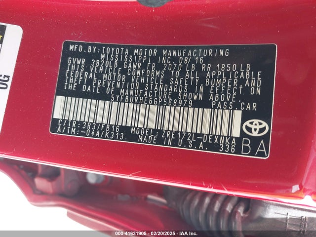 Toyota COROLLA LE 2016 5YFBURHE6GP568979 Image 9