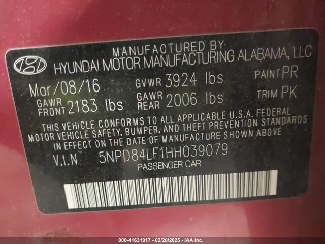 Hyundai ELANTRA SE 2017 5NPD84LF1HH039079 Image 9