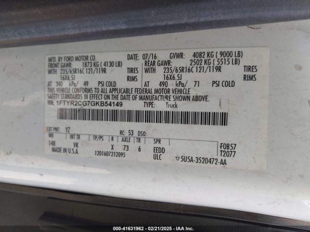 2016 FORD TRANSIT-250 1FTYR2CG7GKB54149 Photo 8
