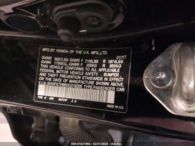 SHHFK7H95HU218205 Honda Civic Sport Touring
