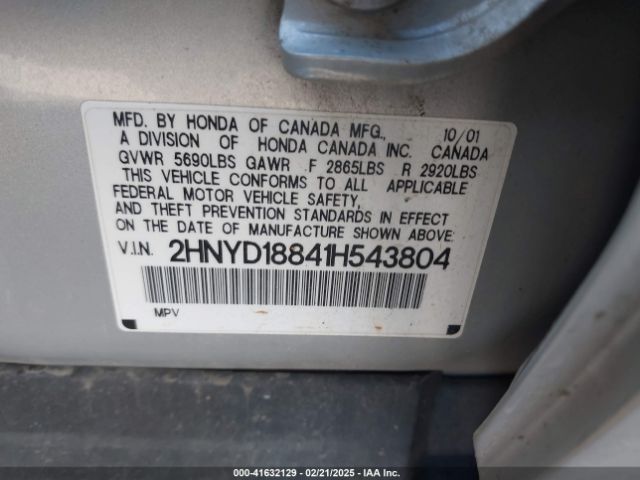 2001 ACURA MDX 2HNYD18841H543804 Photo 8