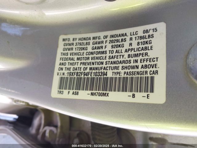 19XFB2F94FE103394 Honda Civic Ex-l