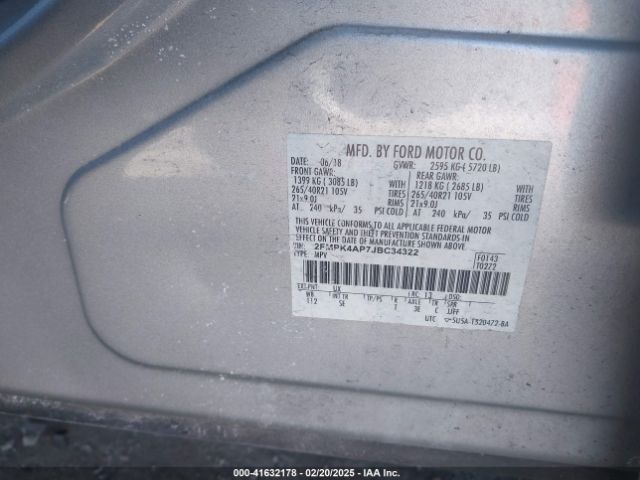 2FMPK4AP7JBC34322 Ford EDGE SPORT