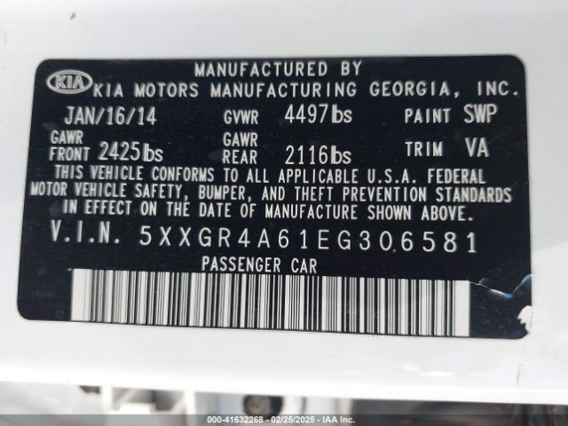 5XXGR4A61EG306581 KIA Optima Sx Turbo