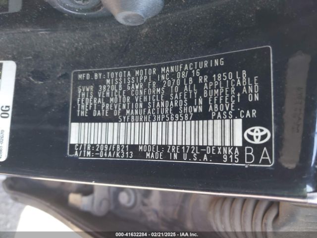 5YFBURHE3HP569587 Toyota Corolla L/le/xle/se/xse