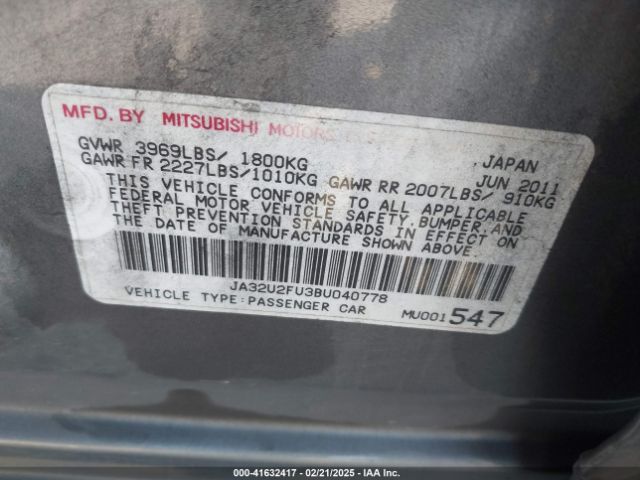 2011 MITSUBISHI LANCER JA32U2FU3BU040778 Photo 8