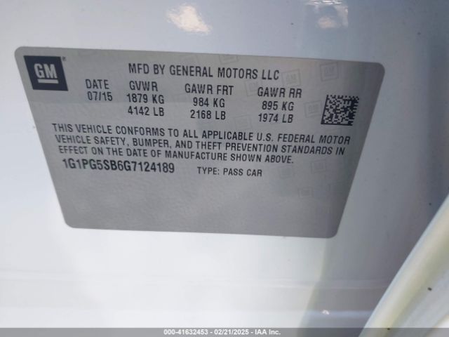 1G1PG5SB6G7124189 Chevrolet Cruze Limited Ltz Auto