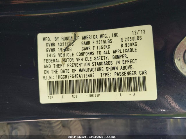 1HGCR2F54EA113485 Honda Accord Sport