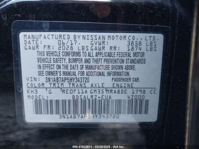 3N1AB7AP5HY343720 Nissan SENTRA SR