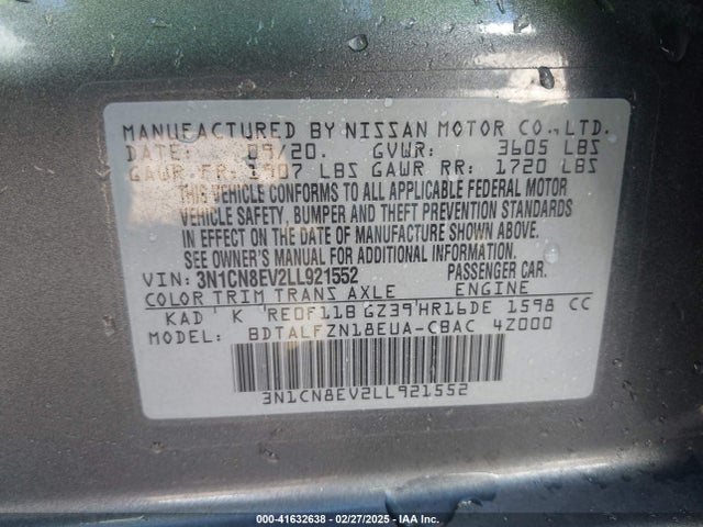 Nissan Versa Sv Xtronic Cvt 2020 3N1CN8EV2LL921552 Image 9