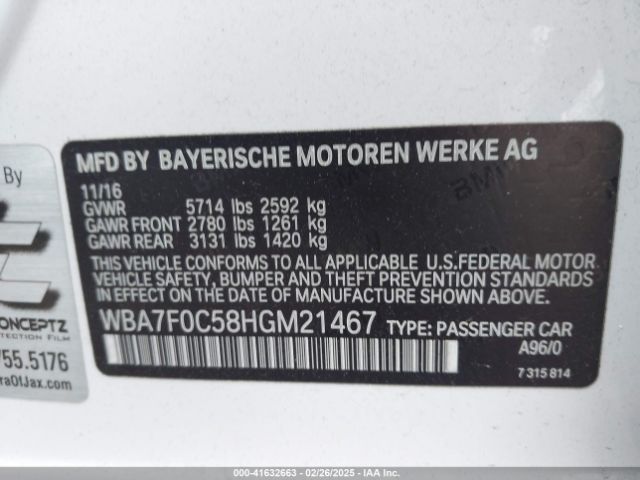 WBA7F0C58HGM21467 BMW 750i