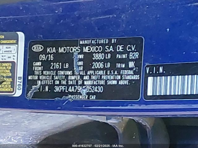 3KPFL4A79HE052430 KIA FORTE LX