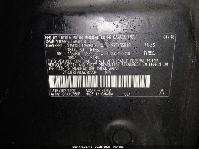2T3JFREV8JW782234 Toyota RAV4 SE