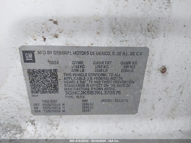 Chevrolet TRAX LS 2019 3GNCJKSB2KL370576 Image 9