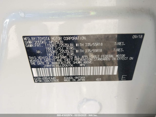 JTMYFREV6JJ206106 Toyota Rav4 Limited