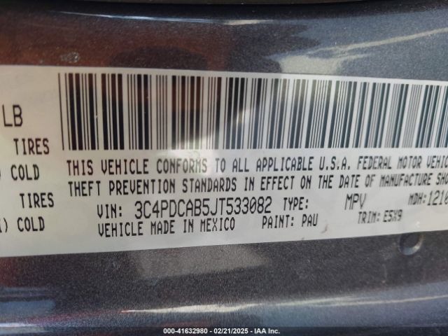 3C4PDCAB5JT533082 Dodge JOURNEY SE