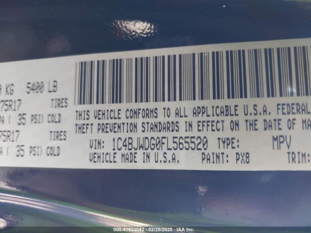 1C4BJWDG0FL565520 Jeep Wrangler Unlimited Sport