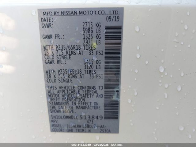 5N1DL0MM0LC513849 Infiniti Qx60 Luxe Awd