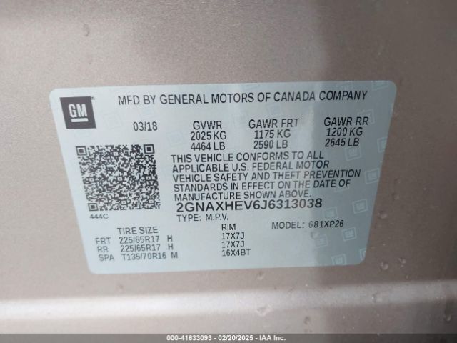 2GNAXHEV6J6313038 Chevrolet EQUINOX LS