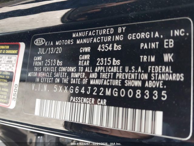 5XXG64J22MG008335 KIA K5 Gt-line