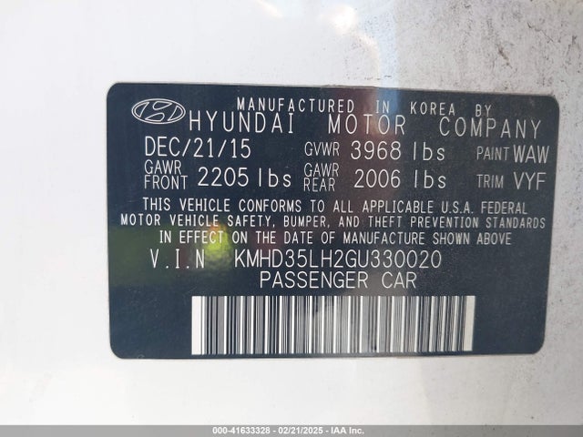 KMHD35LH2GU330020 Hyundai ELANTRA GT
