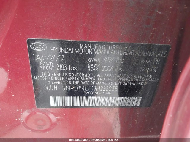 Hyundai ELANTRA SEL 2018 5NPD84LF1JH222035 Image 9