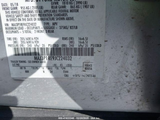 2018 FORD ECOSPORT MAJ3P1RE9JC224032 Photo 8