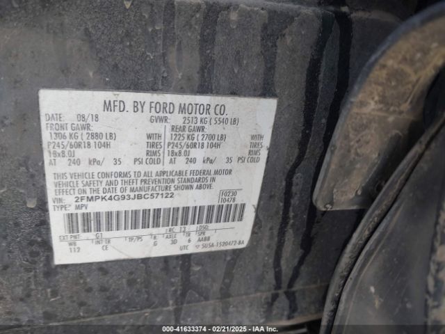 2FMPK4G93JBC57122 Ford EDGE SE