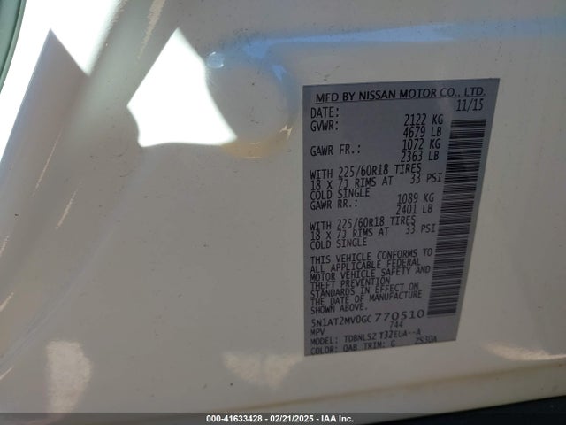 5N1AT2MV0GC770510 Nissan Rogue Sl