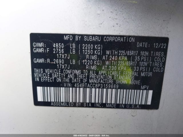 4S4BTACC8P3159669 Subaru Outback Premium